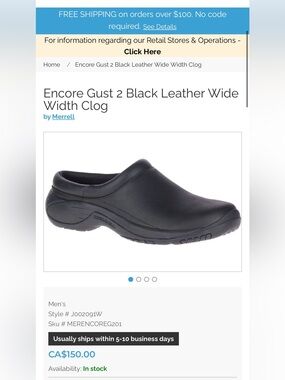 Sz 10 MENS MERRELL ENCORE GUST2 SLIDE SLIP ON CLOGS LEATHER BLACK